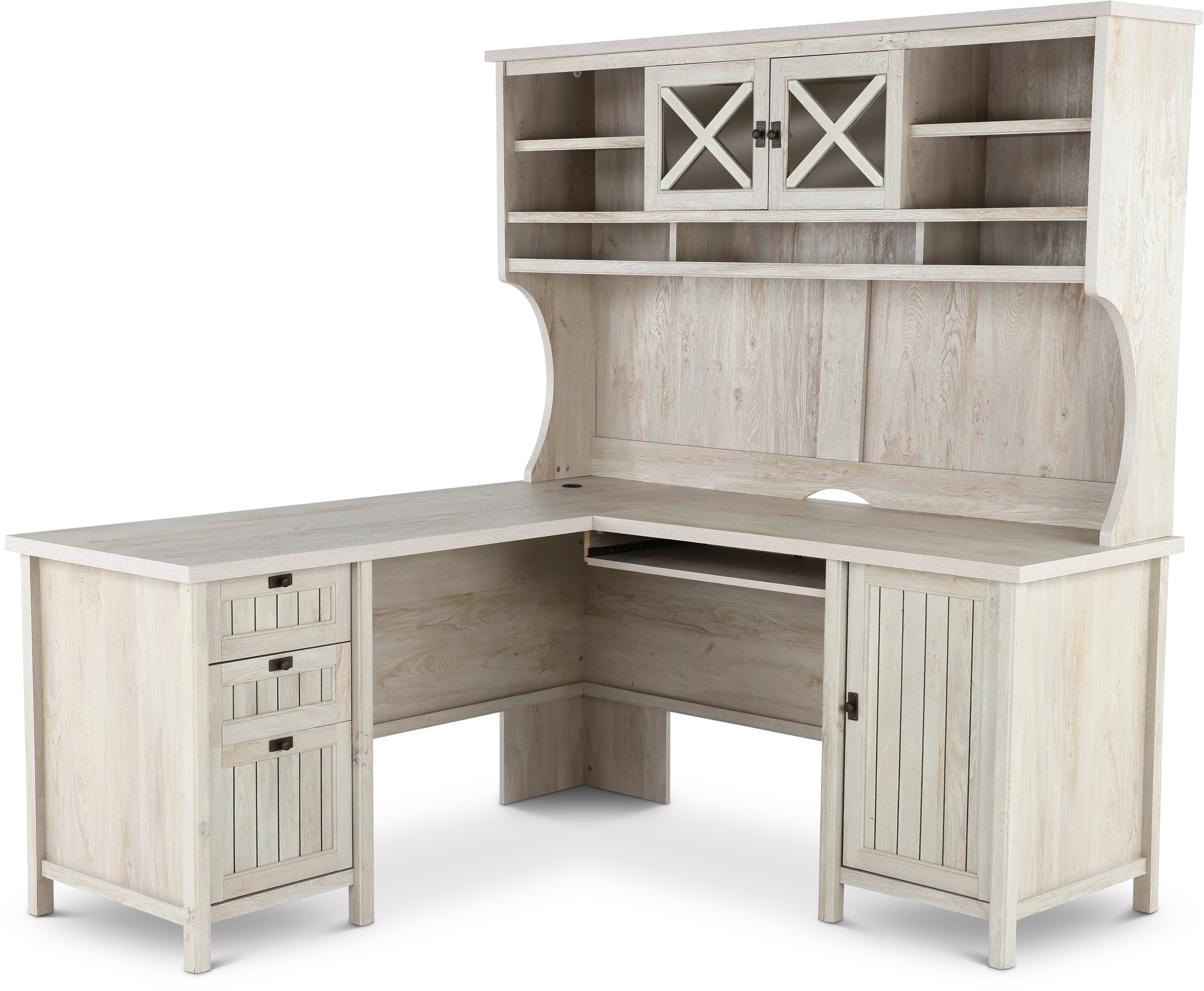 Costa L Shaped Corner Computer Desk with Hutch-2
