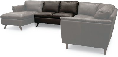 Brown Leather Armless Loveseat - Jeffrey