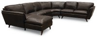Brown Leather 4 Piece Sectional Sofa with LAF Chaise - Jeffrey