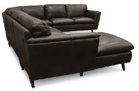 Brown Leather 4 Piece Sectional Sofa with LAF Chaise - Jeffrey-3