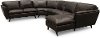 Brown Leather 4 Piece Sectional Sofa with RAF Chaise - Jeffrey