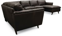 Brown Leather 4 Piece Sectional Sofa with RAF Chaise - Jeffrey-2