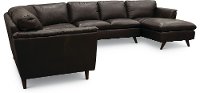 Brown Leather 4 Piece Sectional Sofa with RAF Chaise - Jeffrey-3
