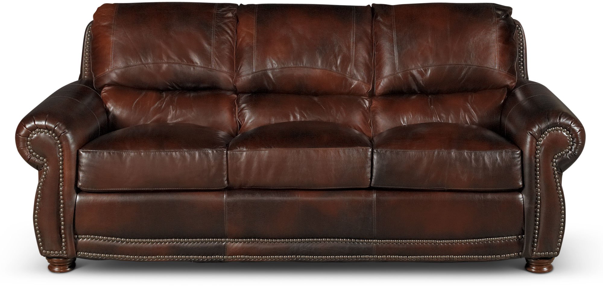 Amaretto Classic Traditional Brown Leather Sofa-1