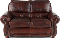 Amaretto Classic Traditional Brown Leather Loveseat