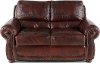 Classic Traditional Brown Leather Loveseat - Amaretto