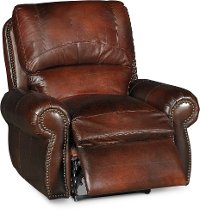 Classic Traditional Brown Leather Power Recliner - Amaretto