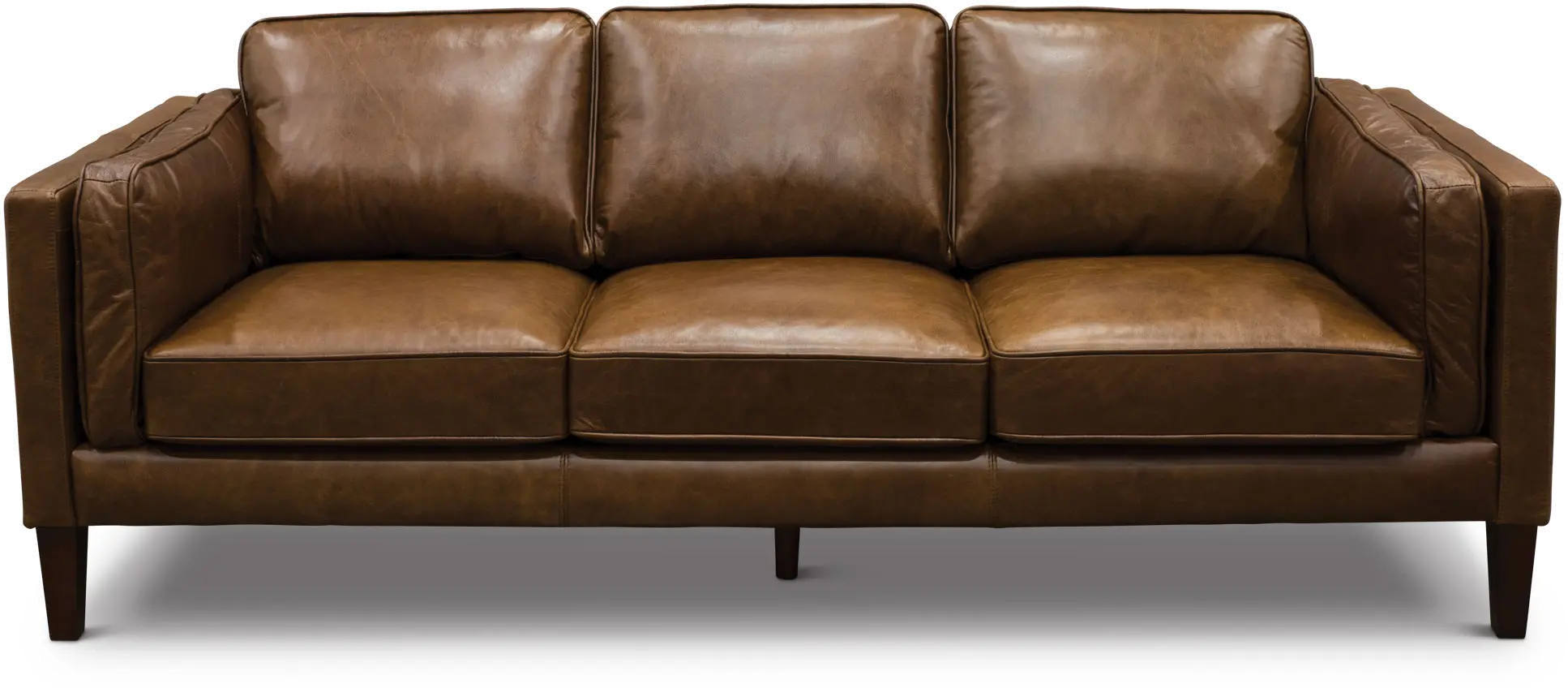 Mid Century Modern Brown Leather Sofa - Brompton-1
