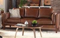 Mid Century Modern Brown Leather Sofa - Brompton-2