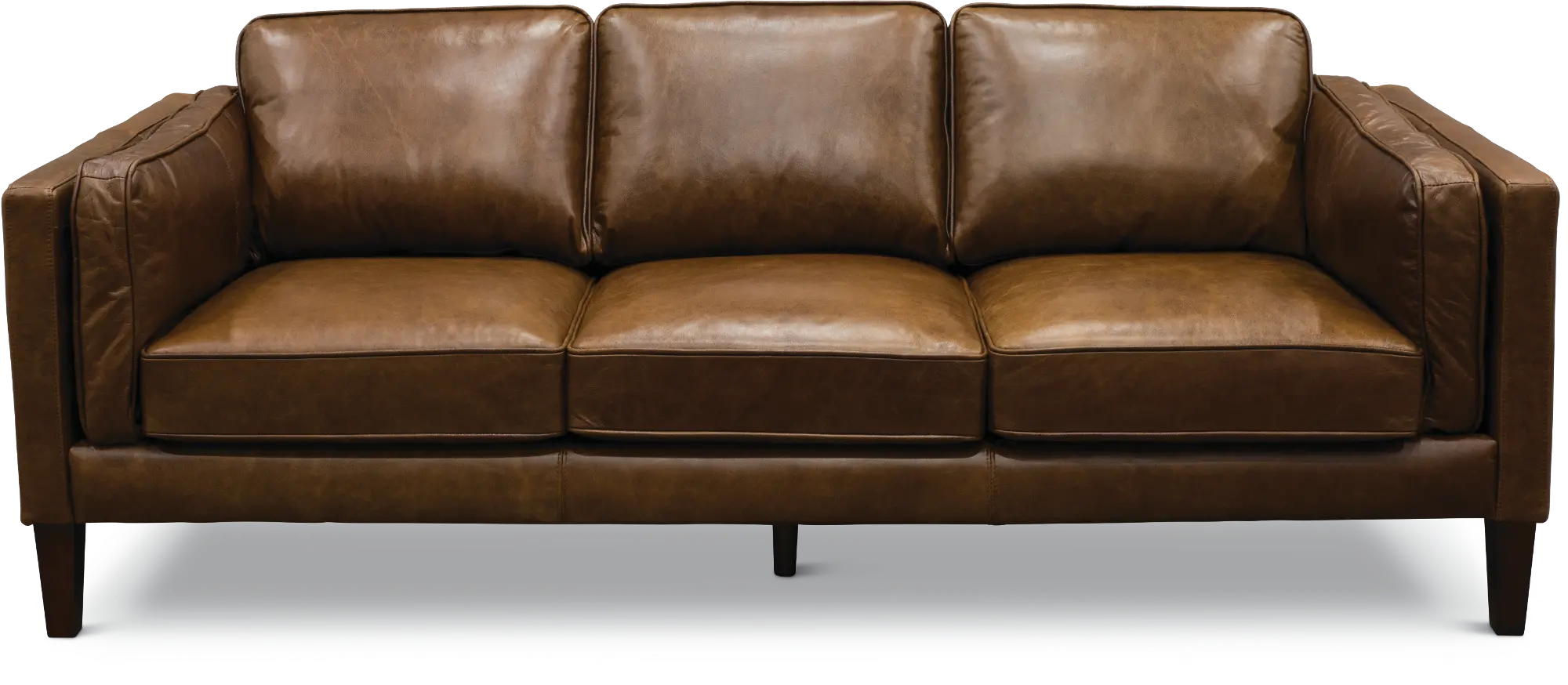 Mid Century Modern Brown Leather Sofa - Brompton-3