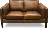 Mid Century Modern Brown Leather Loveseat - Brompton