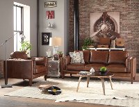 Brown Leather 2 Piece Living Room Set- Brompton
