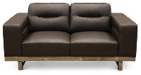 Modern Brown Leather Loveseat - Java