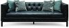 Mid-Century Modern Slate Black Leather Sofa - St. James