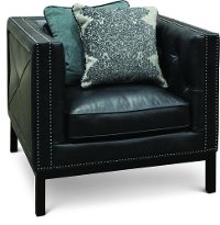 Mid Century Modern Black Leather Chair - St. James