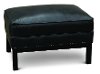 Mid-Century Modern Slate Black Leather Ottoman - St. James