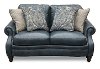 Classic Traditional Navy Blue Leather Loveseat - Admiral