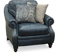 Classic Traditional Navy Blue Leather Chair - Admiral