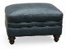 Classic Traditional Navy Blue Leather Ottoman - Admiral