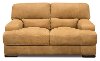 Clearance Casual Contemporary Palomino Brown Leather Loveseat - Stallone