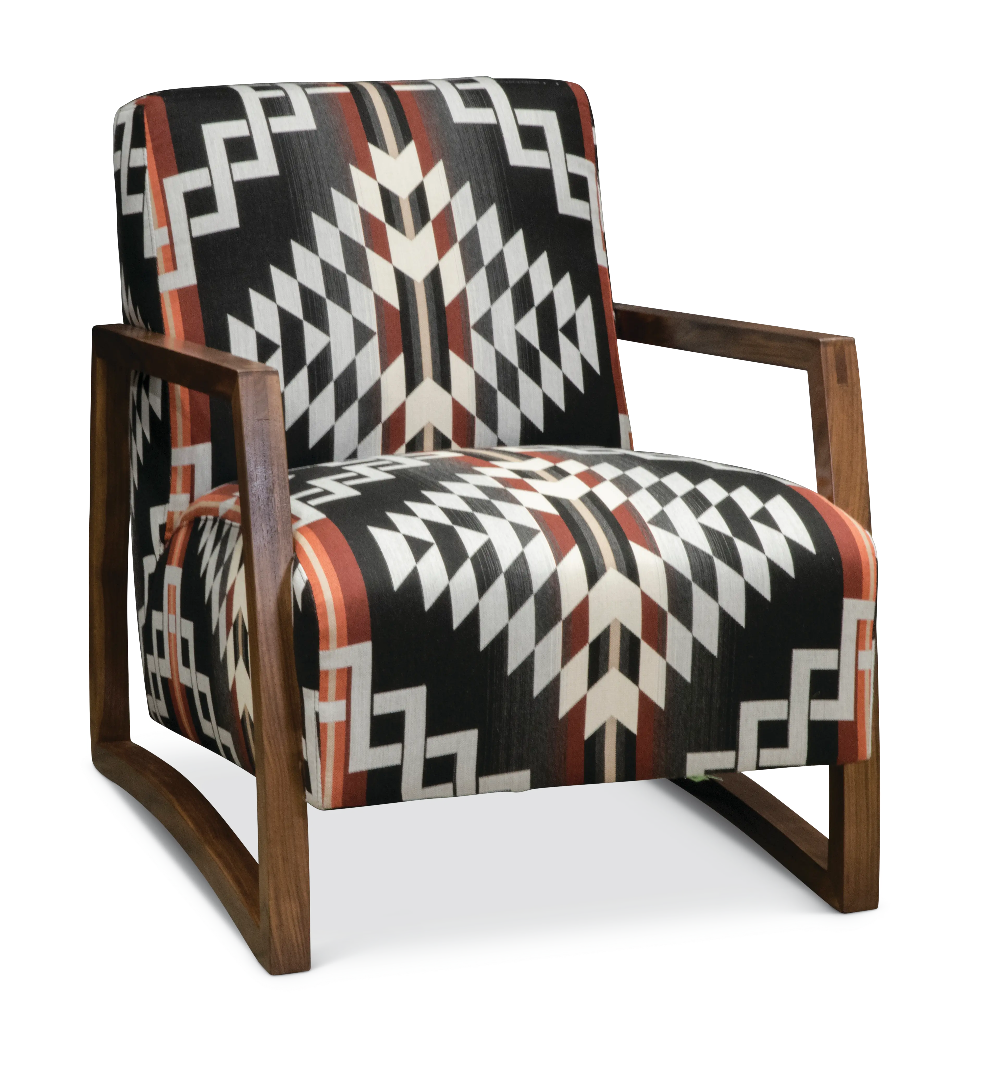 034-57 Southwest Modern Wood Chair with Pendleton by Sunbrella Fabric - Domino-1