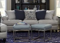 Classic Blue-Silver Striped Sofa - Quincy