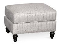 Classic Blue-Silver Striped Ottoman - Quincy