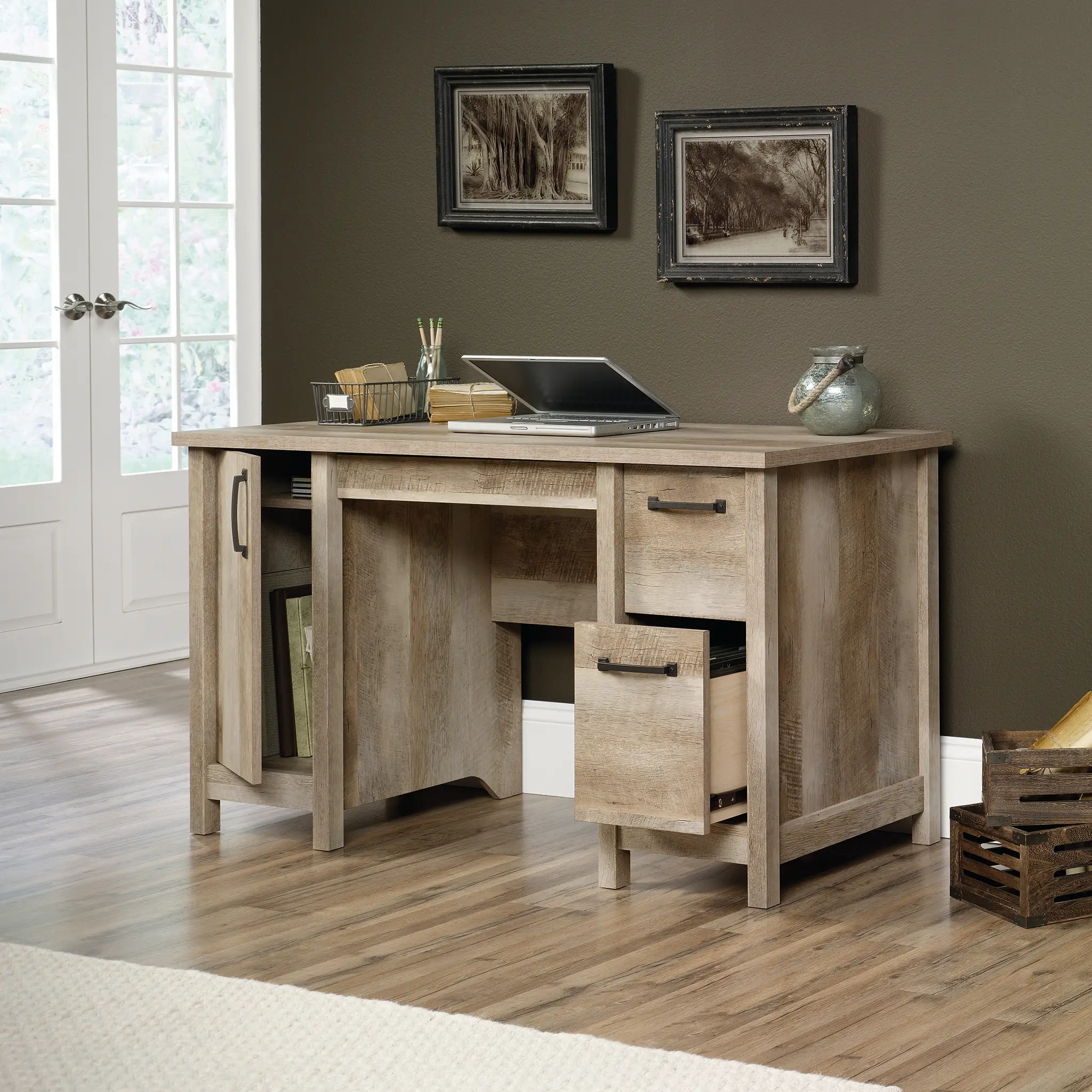 Cannery Bridge Lintel Oak Computer Desk-1
