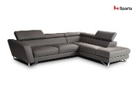 2PC/SPARTA/GREY/OPT1 Modern Dark Gray Leather 2 Piece Sectional - Sparta