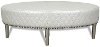 Contemporary Pearl White Upholstered Oval Ottoman - Diamante