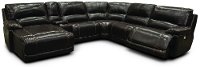 Brown Leather-Match Power Reclining Sectional Sofa - Brant