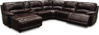Burgundy Leather-Match 6 Piece Reclining Sectional - Brant