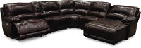 Burgundy Leather-Match Power Reclining Sectional Sofa - Brant
