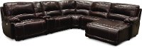 Burgundy Leather-Match Power Reclining Sectional Sofa - Brant-2