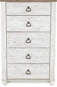 Millhaven Classic Rustic Whitewash Chest of Drawers