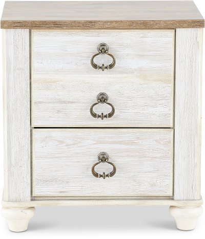 Classic Rustic Whitewashed Nightstand - Millhaven
