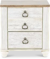 Millhaven Classic Rustic Whitewash Nightstand
