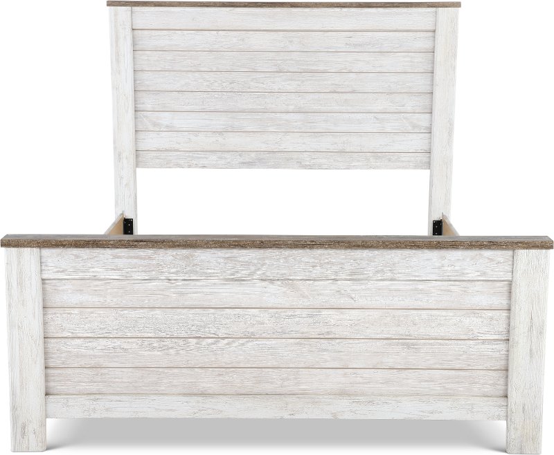 Millhaven Classic Rustic Whitewash King, White Shabby Chic King Size Bed