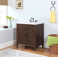 Oak Vanity with Stone Marble Top - Huntington