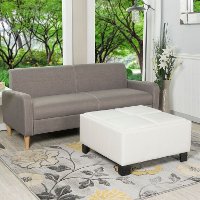 MacAuthur White Faux-Leather Storage Ottoman - Berkley