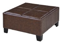MacAuthur Brown Faux-Leather Storage Ottoman - Berkley