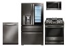 KIT LG 4 Piece Kitchen Appliance Package with Double Oven Gas Range - Black Stainless Steel