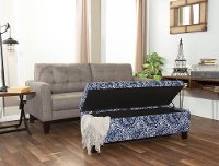Annabelle Blue & White Paisley Storage Bench - Berkley