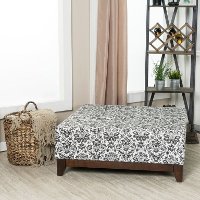 White and Black Floral Paisley Fielding Large Square Ottoman - Berkley