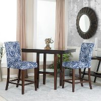 Blue/ White Upholstered Counter Stools (Set of 2) - Berkley