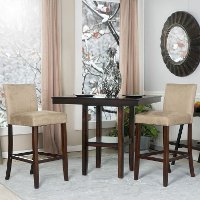 Beige Microfiber Bar Stools (Set of 2) - Berkley