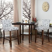 White and Black Linen Bar Stools (Set of 2) - Berkley