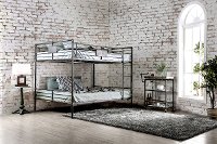 Black Metal Casual Industrial Queen-over-Queen Bunk Bed - Alexander