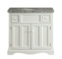 White Vanity Wood Base with Stone Top and Sink - Morton
