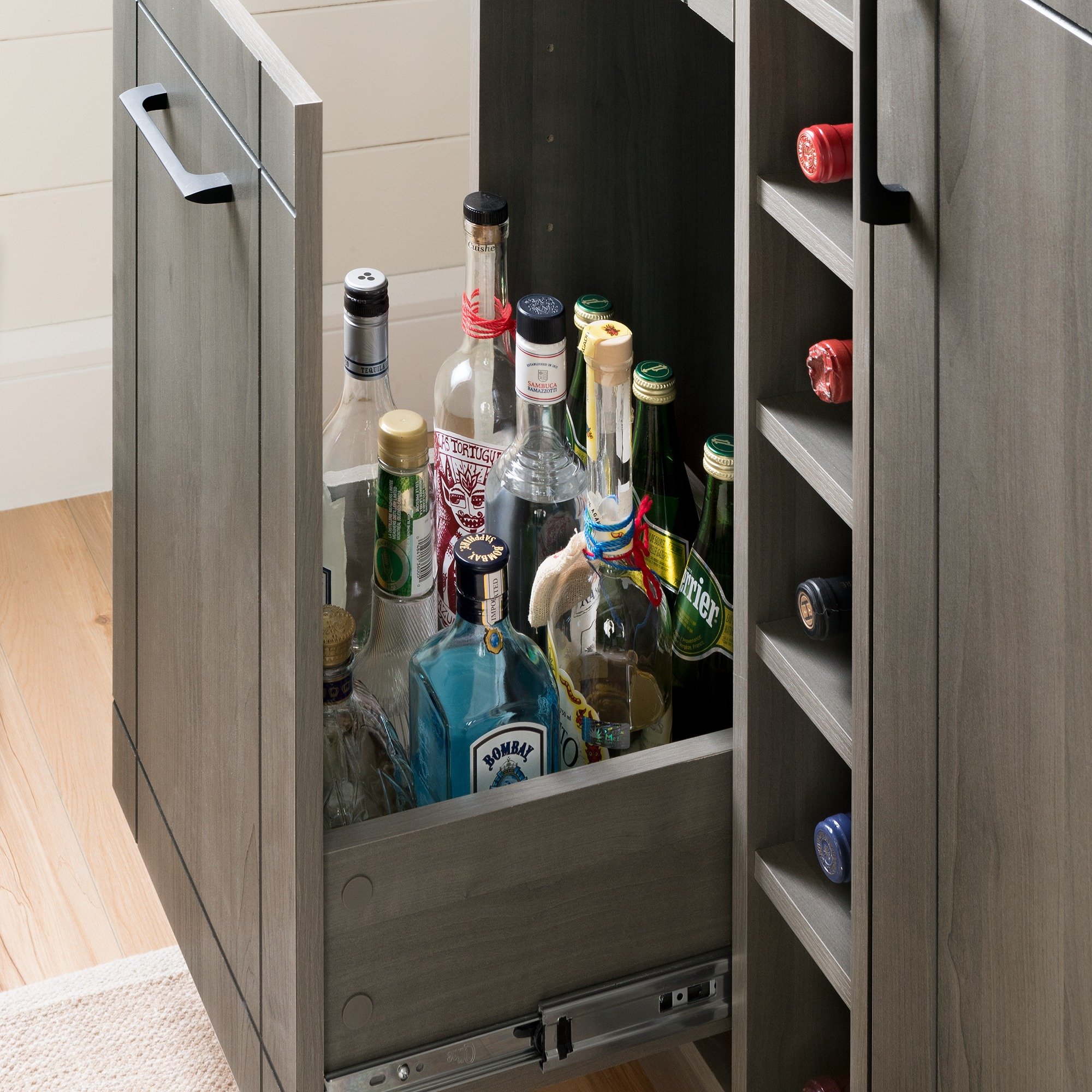 11029 Gray Bar Cabinet with Bottle and Glass Storage - Vietti-5